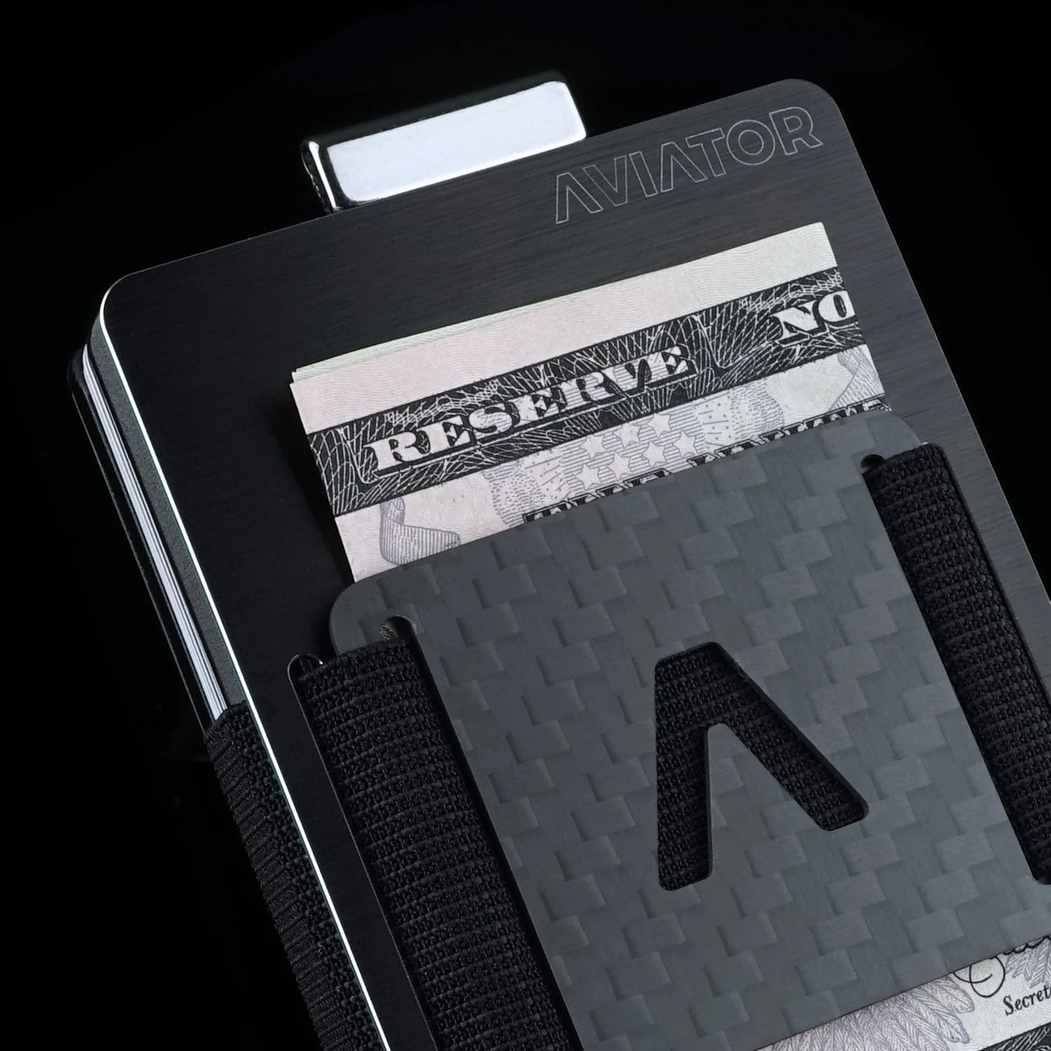 Brushed Black | Slide Wallet + Carbon Fiber Cash Clip - Image 3