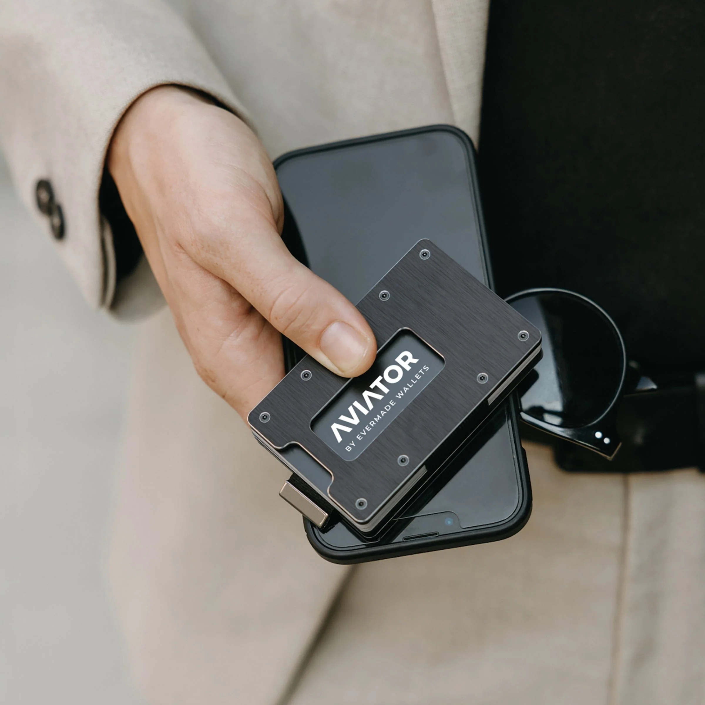 Brushed Black | Slide Wallet + Carbon Fiber Cash Clip - Image 5