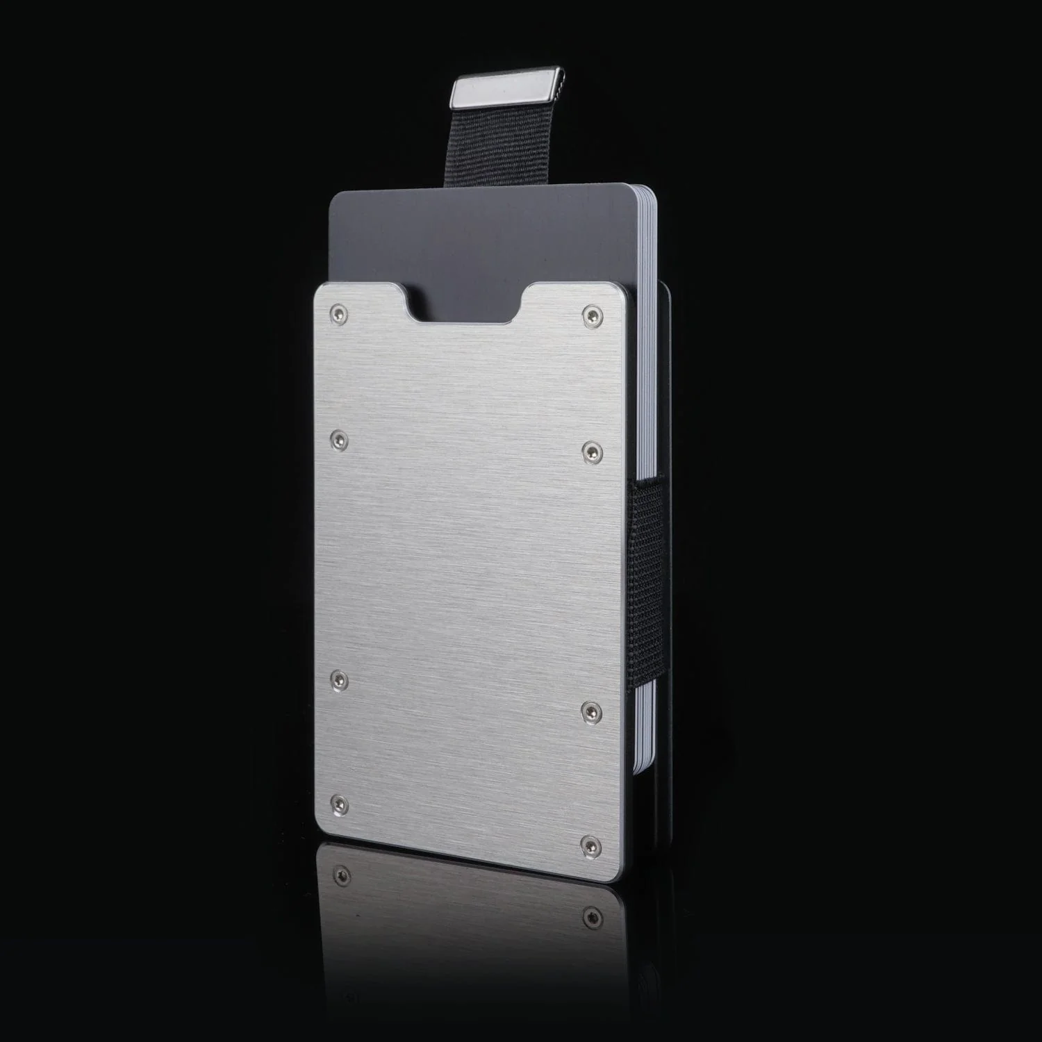 Brushed Silver | Slide Wallet with Closed Coverplate + Silver Cash Clip - Image 4
