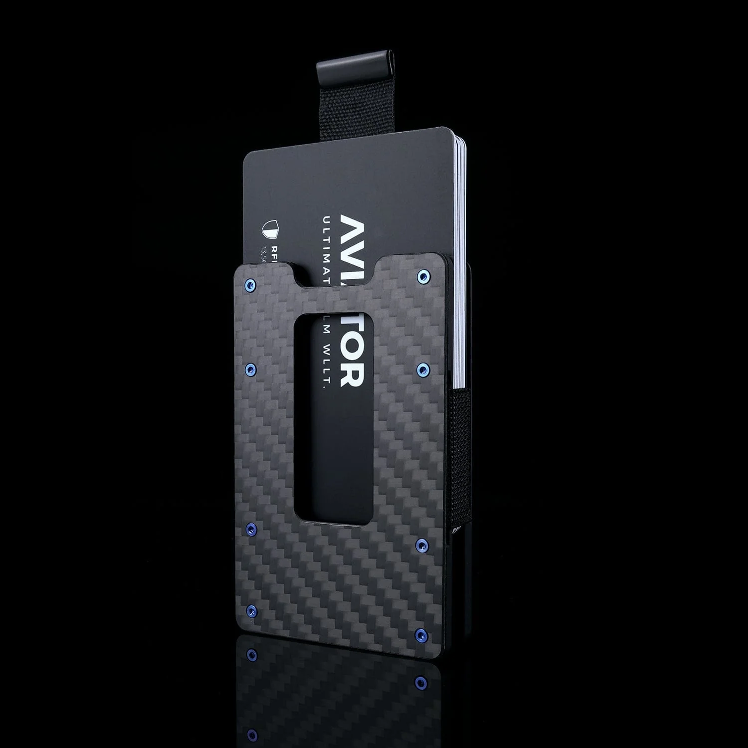 Carbon Fiber | Slide Wallet + Carbon Fiber Cash Clip + Titanium Screws Blue - Image 3