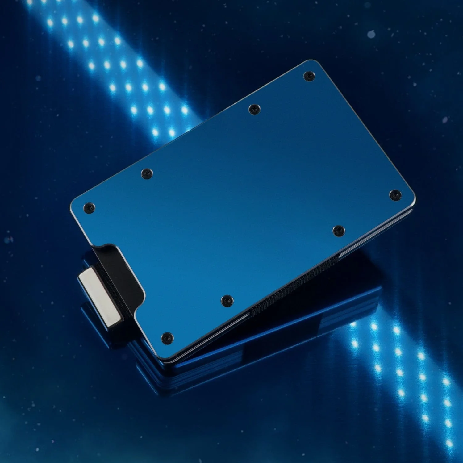 Galactic Blue Metal Slim Wallet - Image 8