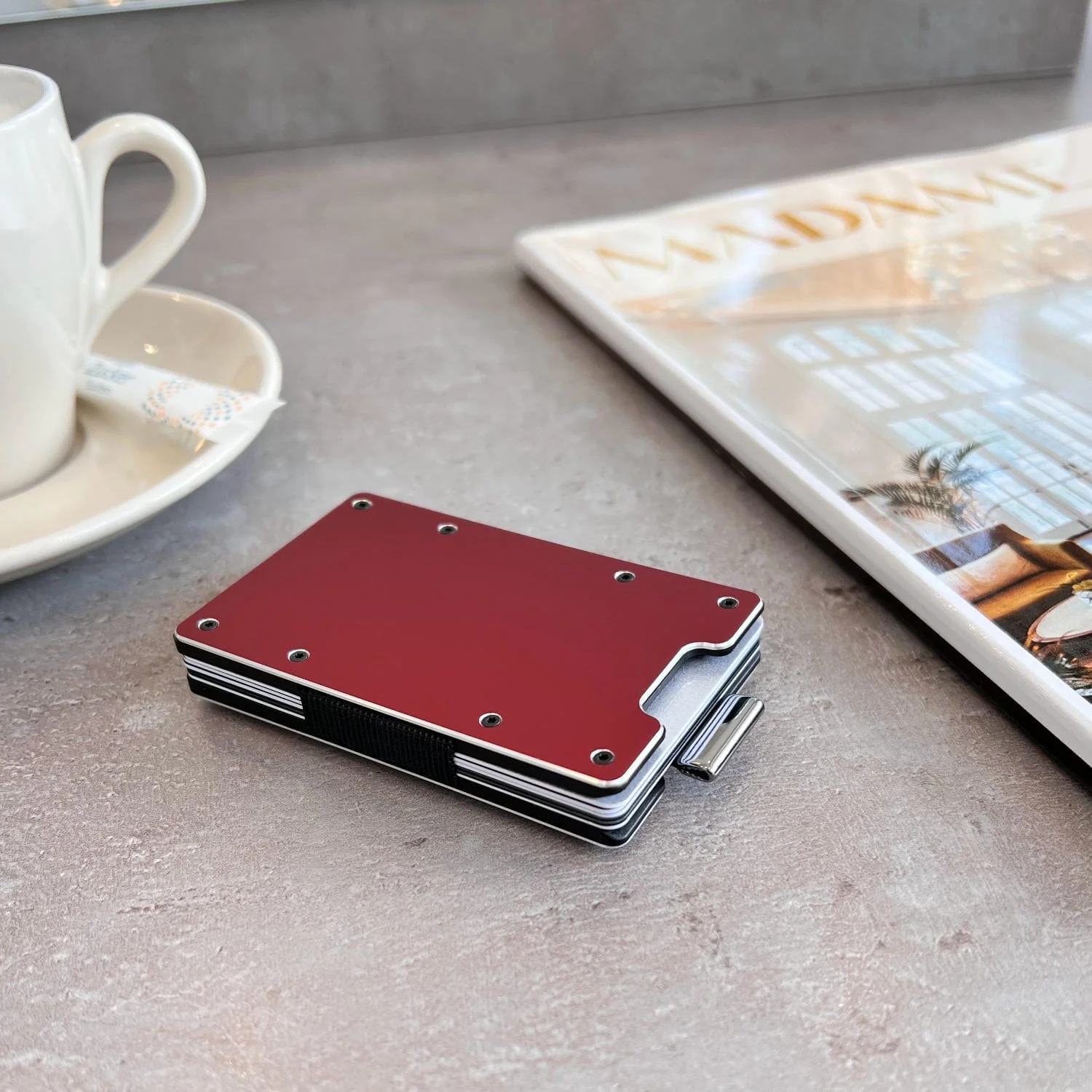 Imola Red Metal Slim Wallet - Image 7