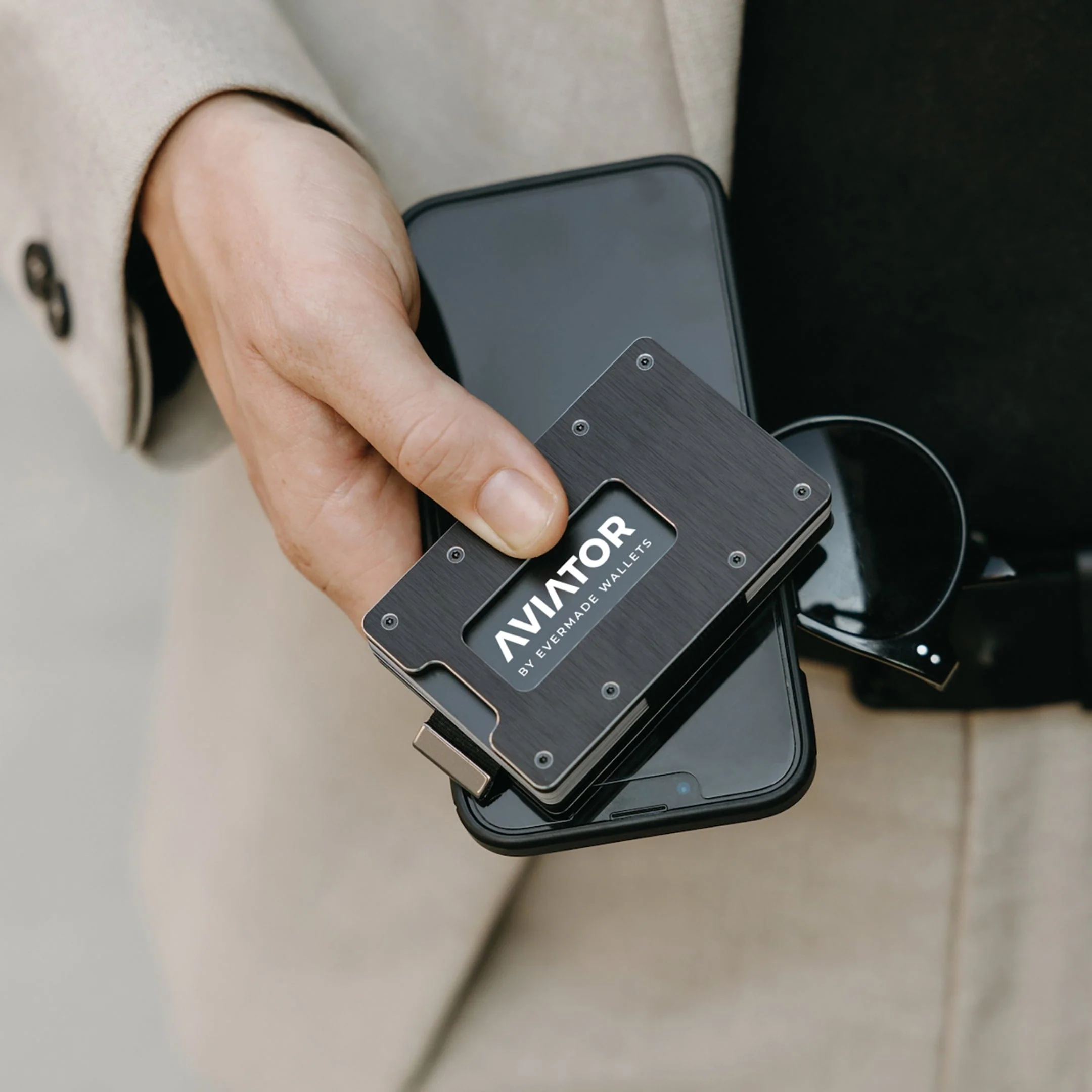 Brushed Black Aluminum Slim Wallet - Image 10