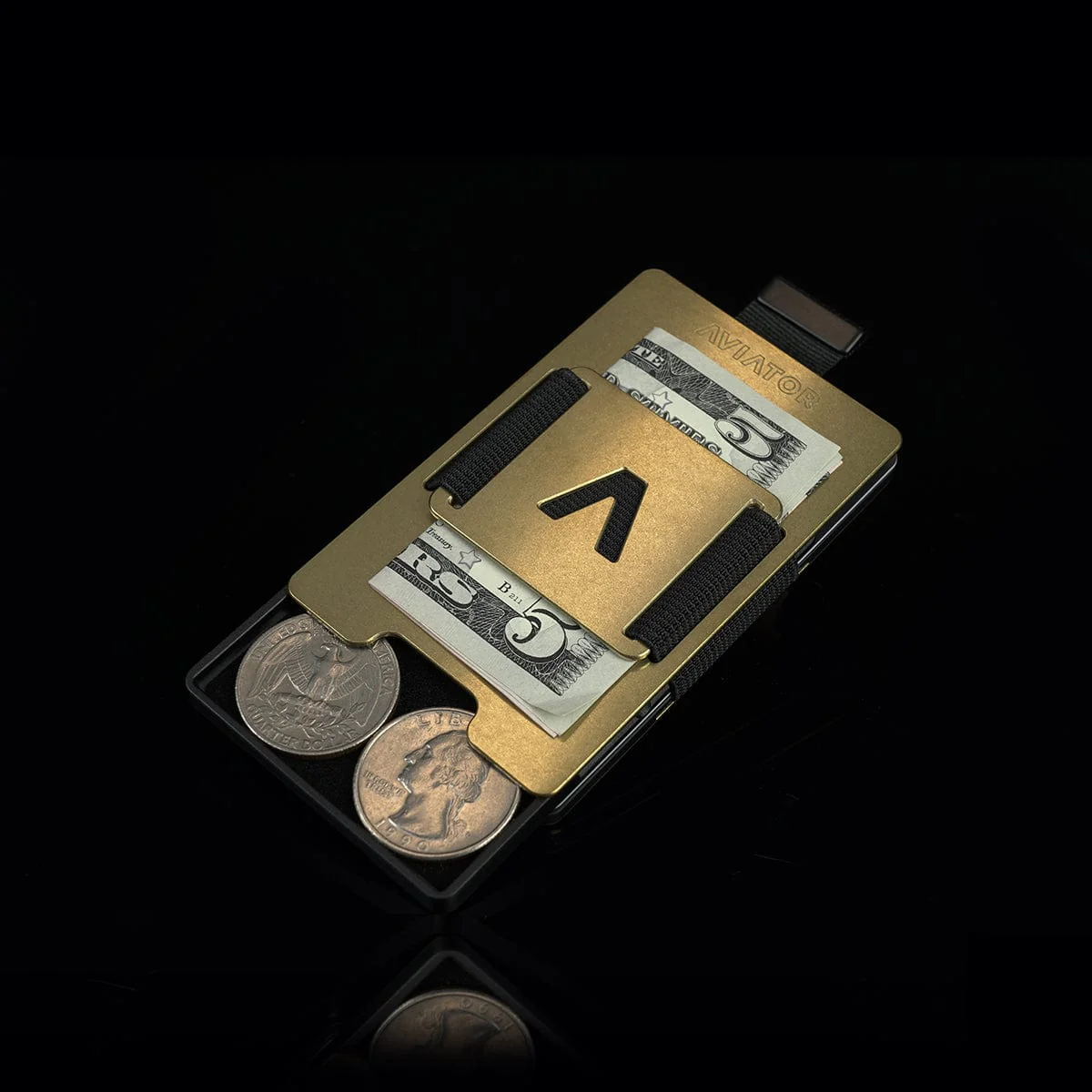 Stonewashed Brass | Slide Wallet + Brass Cash Clip - Image 3