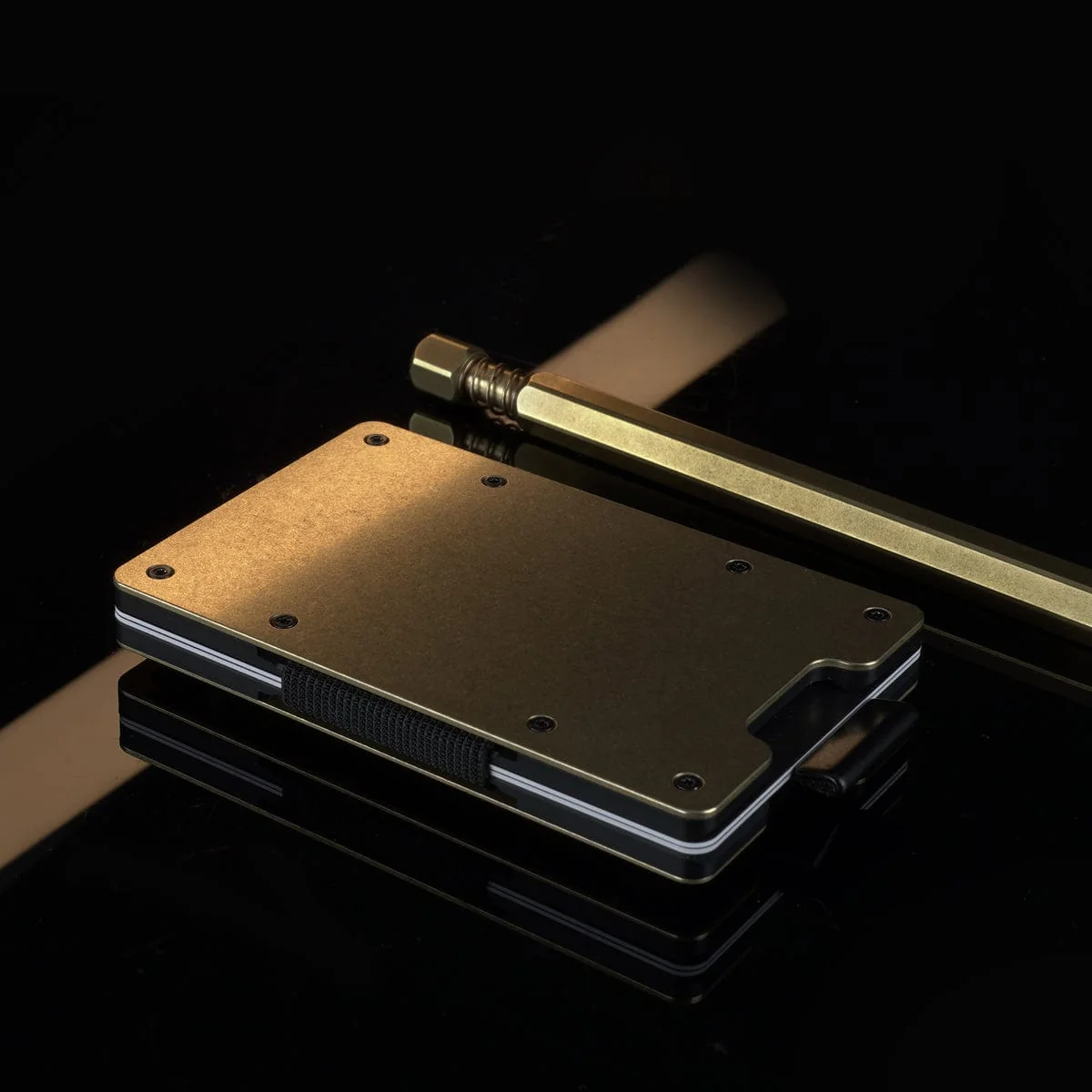 Stonewashed Brass | Slide Wallet + Brass Cash Clip - Image 4