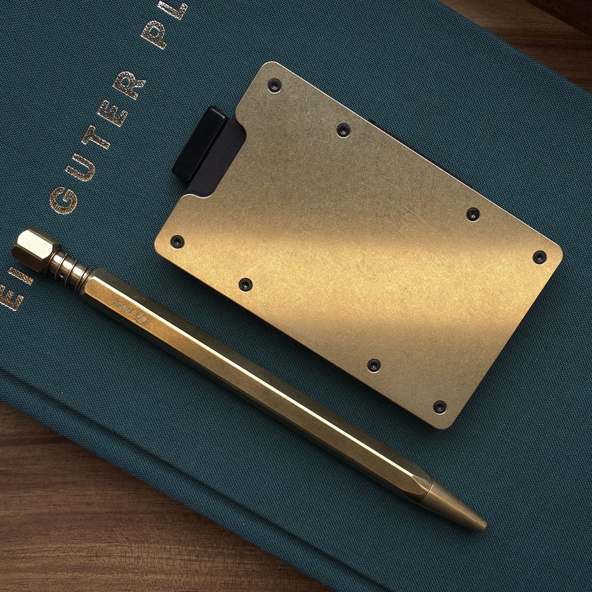 Stonewashed Brass | Slide Wallet + Brass Cash Clip - Image 6